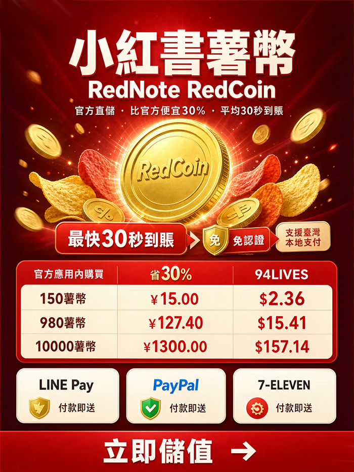 Recommended RedNote RedCoin Top-Up in Taiwan: 2R Website & 94LIVES Service Tested